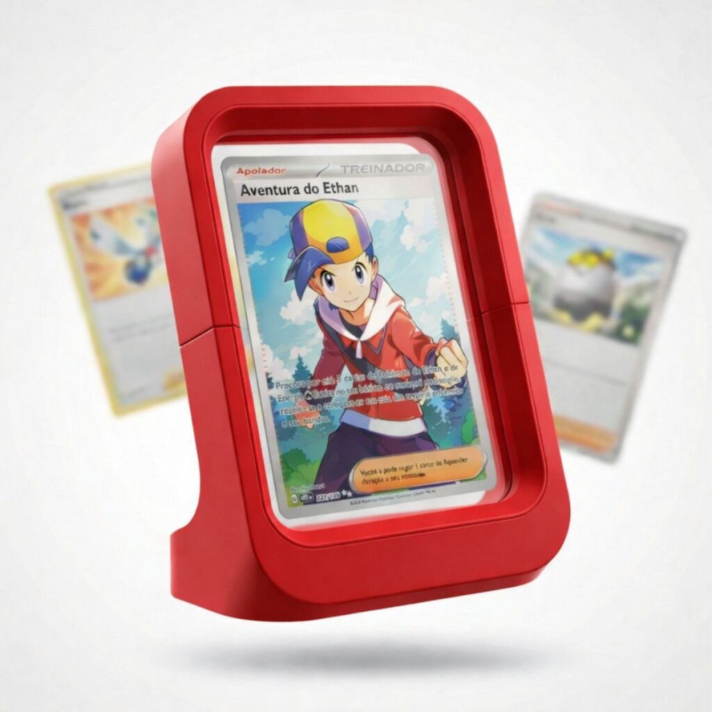 Display Premium para Cartas Pokémon Expositor de Colecionador - Vermelho